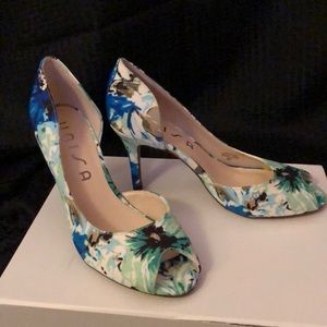 Floral print peep toe heels New never worn.